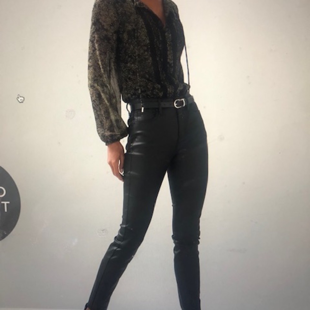 White House Black Market High Rise Black Skinny Coated Jeans
